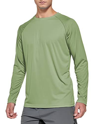 FEDTOSING Herren Sonnenschutz UPF 50+ UV/SPF Langarm T Shirt Outdoor Rashguard Shirts zum Laufen, Angeln, Wandern Olive Green 2XL von FEDTOSING