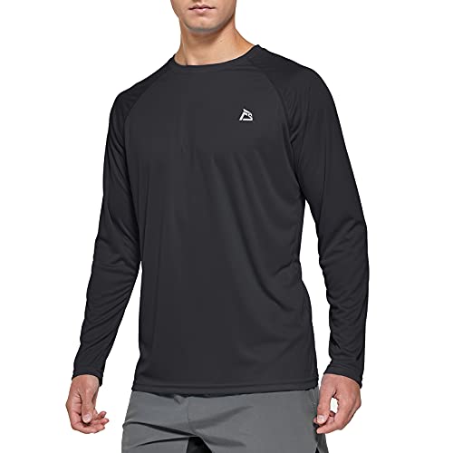 FEDTOSING Herren Sonnenschutz UPF 50+ UV/SPF Langarm T Shirt Outdoor Rashguard Shirts zum Laufen, Angeln, Wandern Black L von FEDTOSING