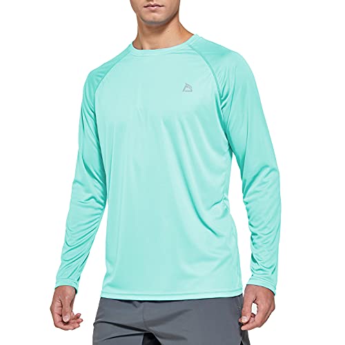 FEDTOSING Herren Sonnenschutz UPF 50+ UV/SPF Langarm T Shirt Outdoor Rashguard Shirts zum Laufen, Angeln, Wandern Green L von FEDTOSING