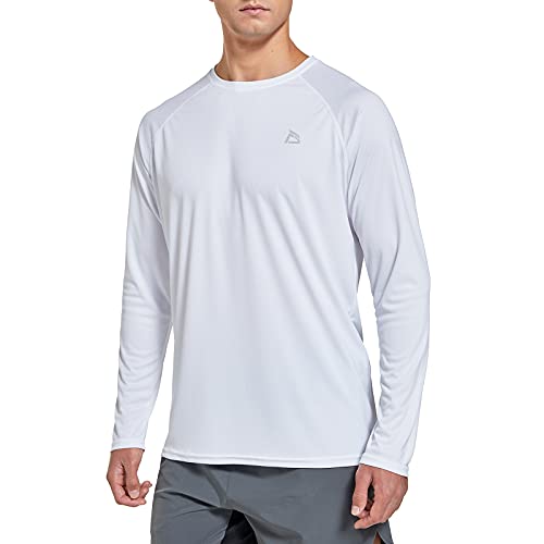 FEDTOSING Herren Sonnenschutz UPF 50+ UV/SPF Langarm T Shirt Outdoor Rashguard Shirts zum Laufen, Angeln, Wandern White 2XL von FEDTOSING