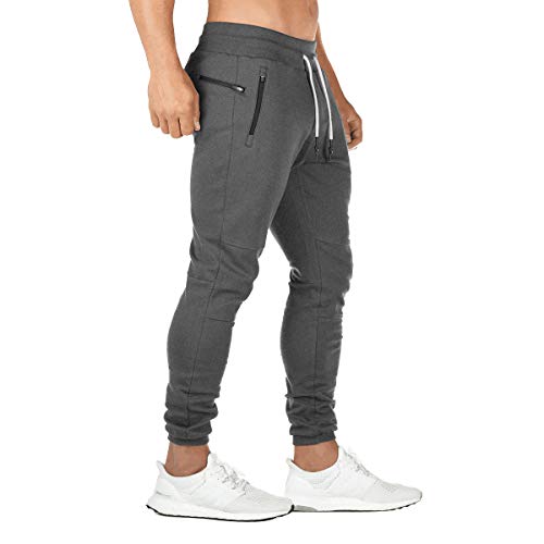 FEDTOSING Jogginghose Herren Fitness Spotshose Slim Fit Trainingshose Sweatpants Chino Baumwolle Taschen(Grau L) von FEDTOSING