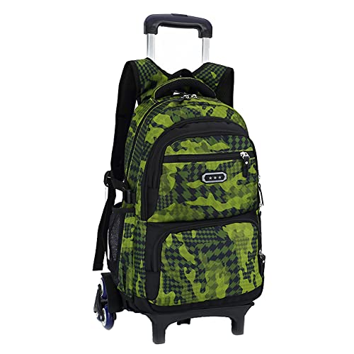 FEEIMOL Jungen Rucksack mit Rädern, Schulranzen Trolley Schultasche Multifunktions Trolley Rucksack für Studenten (Fluoreszierendes Grün) von FEEIMOL