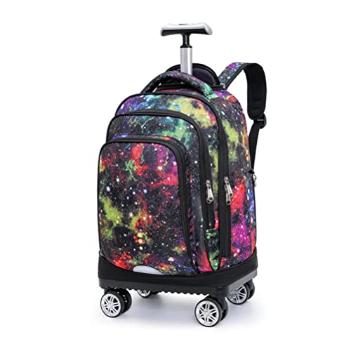 FEEIMOL Rucksack mit Rollen Reise Handgepäck mit Drehbaren Rollen, Laptoptasche mit Rollen für Jungen Mädchen (Galaxie) von FEEIMOL