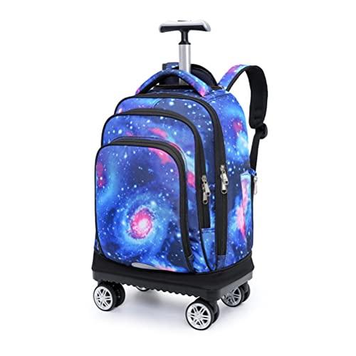 FEEIMOL Rucksack mit Rollen Reise Handgepäck mit Drehbaren Rollen, Laptoptasche mit Rollen für Jungen Mädchen (Sternenhimmel) von FEEIMOL