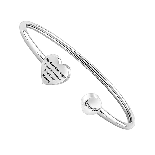 FEELMEM Geschenk für den Verlust der Eltern, "My My Guardian Angel Lives in Heaven I Call Her/Him Mommy/Daddy", Armband in Erinnerung an Mutter und Vater, Edelstahl von FEELMEM