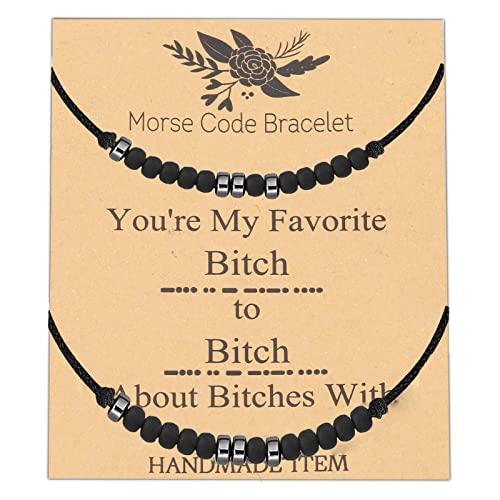 FEELMEM Bitch Morse Code Armband 2 Stück Best Friend Geschenk You're My Favorite Bitch To Bitch About Bitches With Maid of Honor Schmuck, middle von FEELMEM