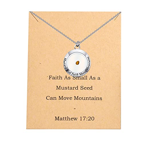 FEELMEM Christlicher Senfsamen-Halskette, Matthäus 17:20, Glaubenkarte, Geschenk, christlicher, inspirierender Schmuck, religiöser Glauben-Geschenk, S, Edelstahl, .na von FEELMEM