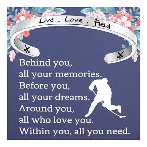 FEELMEM Feldhockeyspieler Schmuck Live Love Field Manschette Armreif Armband Feldhockey Schmuck Feldhockey Trainer Geschenk Hockey Mütter Schmuck von FEELMEM