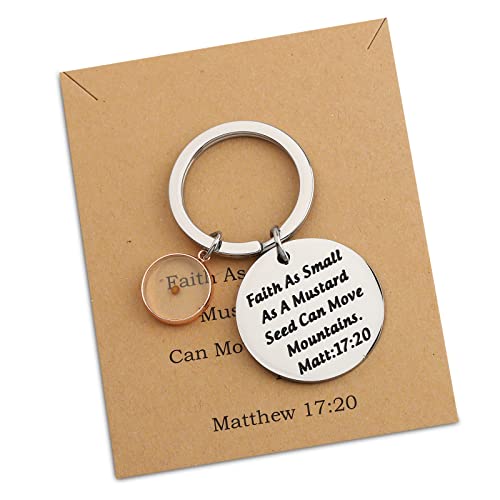 FEELMEM Glaubengeschenk Matthäus 17:20 Schlüsselanhänger Senfsamen, Glauben-Geschenke, Freunde, religiöser Schmuck, christliche Schrift, Karte Geschenk, S, Edelstahl, .na von FEELMEM