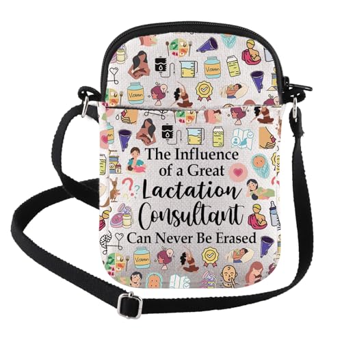 FEELMEM IBCLC Umhängetasche mit Aufschrift "The Influence Of A Lactation Counselor", Dankeschön, Geschenk zum Stillen, IBCLC Merch, beige, size von FEELMEM