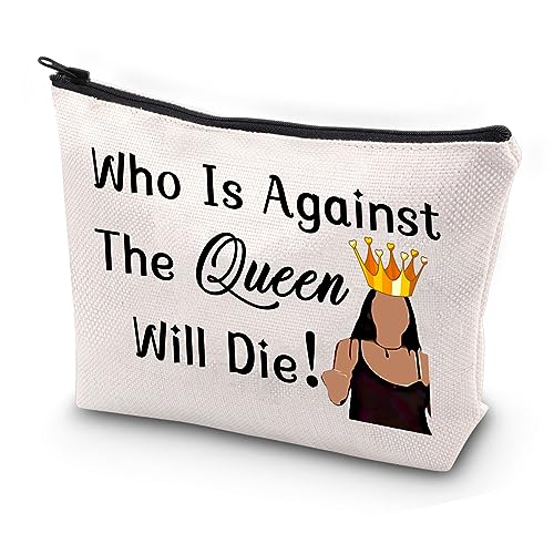 FEELMEM Lustiges TV-Show-Geschenk Verlobte Larissa Geschenk Who is Against The Queen Will Die Make-up-Tasche Reality-Show-Liebhaber Kosmetiktasche für Frauen, beige, Einheitsgröße, Make-up-Tasche von FEELMEM