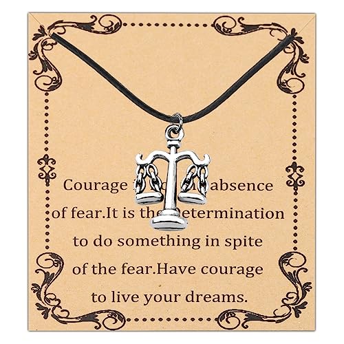 FEELMEM Scale of Justice Charm Anwalt Lederband Kette Halskette Anwalt Schmuck Anwalt Geschenk Juristen Student Abschluss Geschenk, middle, Metall von FEELMEM