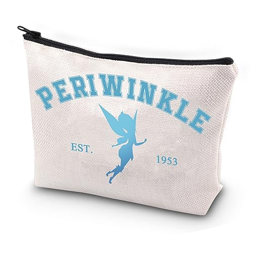 FEELMEM Snow Fairy Make-up-Tasche, Periwinkle Est 1953, Make-up-Tasche für Frauen, Cartoon-Glocken-Fans, inspirierendes Geschenk, beige, Einheitsgröße, Make-up-Tasche von FEELMEM