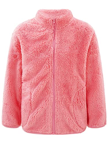 FEESHOW Baby Kinder Flauschige Fleece Jacke mit Stehkragen Mädchen Jungen Warme Herbst Winterjacke Mantel Jacket Coat Outwear Hellrot_C 122-128/7-8 Jahre von FEESHOW