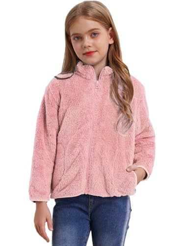 FEESHOW Baby Kinder Flauschige Fleece Jacke mit Stehkragen Mädchen Jungen Warme Herbst Winterjacke Mantel Jacket Coat Outwear Rosa_C 134-140/9-10 Jahre von FEESHOW