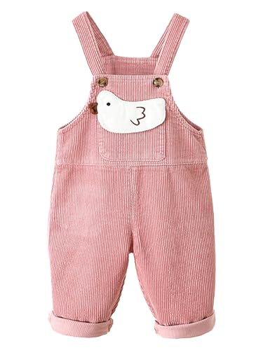 FEESHOW Baby Mädchen Jungen Cord Latzhose Straps-Overall Jumpsuit Einteiler Hose mit Hosenträger Frühling Herbst Kleidung Rosa_G 104-110 von FEESHOW