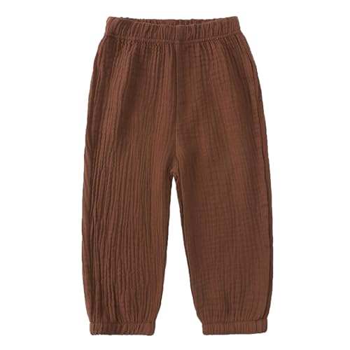 FEESHOW Baby Mädchen Jungen Pumphose Dünne Sommerhose Lockere Lässige Jogging Sporthose für Kleinkind Kinder Braun 122-128 von FEESHOW