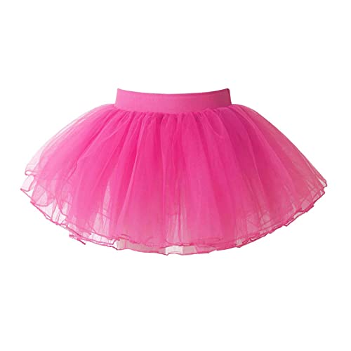 FEESHOW Baby Mädchen Tutu Rock Prinzessin Tüllrock Minirock Baby Fotoprops Reifrock Ballettrock für Fotografie Geburtstag Party Pink C 116-146/6-11 Years von FEESHOW