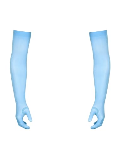 FEESHOW Herren Lange Handschuhe Ellenbogen Elastisch Nylon Strumpfhosen Stulpenärmel Nahtlos Blau Einheitsgröße von FEESHOW
