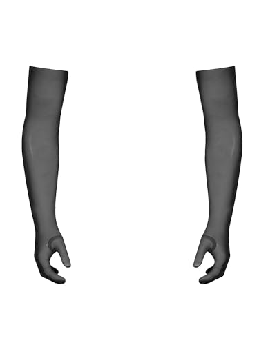 FEESHOW Herren Lange Handschuhe Ellenbogen Elastisch Nylon Strumpfhosen Stulpenärmel Nahtlos Schwarz Einheitsgröße von FEESHOW