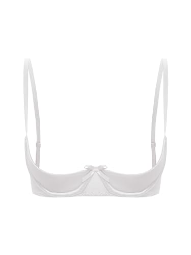 FEESHOW Damen BH Büstenhebe Offen Sexy Push Up Mit Schleife Erotische Dessous Unterwäsche Busenfreies Oberteil Unterbrust Bralette Weiß L FEESHOW Damen BH Büstenhebe Offen Sexy Push Up Mit Schleife Erotische Dessous Unterwäsche Busenfreies Oberteil Unterbrust Bralette Weiß L von FEESHOW