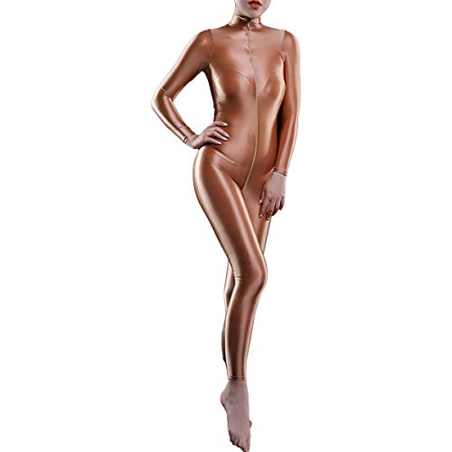 FEESHOW Damen Welook Overall Body Glänzende Öl Ganzkörper Strumpfhose Nylon Strümpfe Leggings Champagne Einheitsgröße von FEESHOW