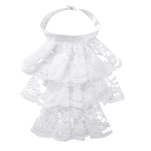 FEESHOW Damen Viktorianisches Spitzen Jabot Spitzenkragen Halstuch Adeliger Kostüm Accessoire Karneval Fastnacht Weiß One Size von FEESHOW