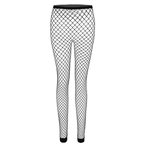 FEESHOW Frauen Sexy Strumpfhosen Netzstrümpfe Strapsstrümpfe Feinstrumpfhosen Dessous Reizwäsche Netzs Leggings Ohne Fuß Schwarz für Damen Große Maschen One Size von FEESHOW