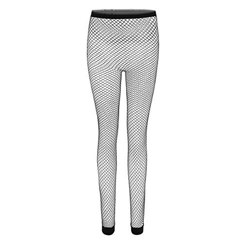 FEESHOW Frauen Sexy Strumpfhosen Netzstrümpfe Strapsstrümpfe Feinstrumpfhosen Dessous Reizwäsche Netzs Leggings Ohne Fuß Schwarz für Damen Mittlere Maschen One Size von FEESHOW