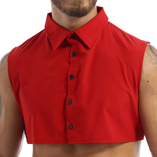 FEESHOW Herren Abnehmbare Kragen Gefälschter Kragen Krageneinsatz Halbes Hemd Shirt Falscher Kragen Reverskragen für Hemd Büro Arbeit Kleidung Burgundy L von FEESHOW