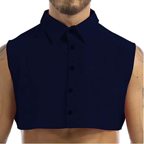 FEESHOW Herren Abnehmbare Kragen Gefälschter Kragen Krageneinsatz Halbes Hemd Shirt Falscher Kragen Reverskragen für Hemd Büro Arbeit Kleidung Navy Blau XXL von FEESHOW