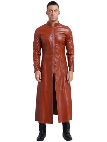 FEESHOW Herren Ledermantel Lang Gothic PU Leder Matrix Mantel Mittelalter Steampunk Militär Blazer Jacke Halloween Karneval Kostüm Braun L FEESHOW Herren Ledermantel Lang Gothic PU Leder Matrix Mantel Mittelalter Steampunk Militär Blazer Jacke Halloween Karneval Kostüm Braun L von FEESHOW