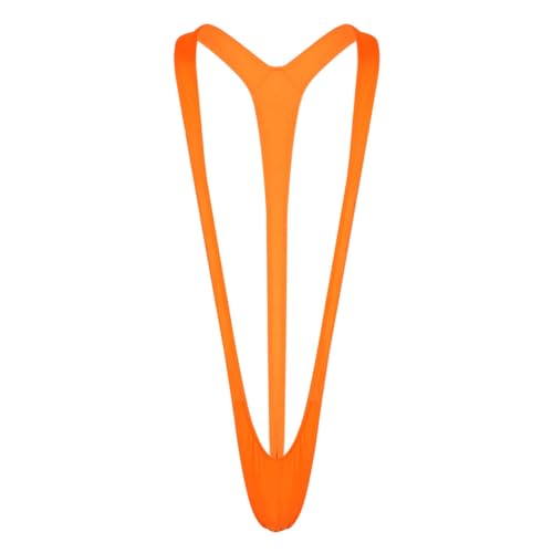 FEESHOW Herren Mankini Sexy Badeanzug Mini Micro String Extrem Erotische Unterwäsche Bulge Unterhose Strand Schwimmshorts Orange_A One Size von FEESHOW