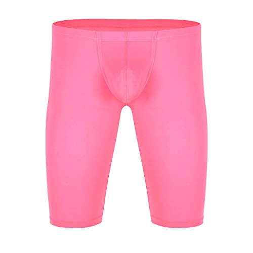 FEESHOW Herren Sport Leggings Kurz Shorts Slim Fit Schnelltrocknend Kompressionsshorts Elastische für Fitness Sport Joggen Yoga Hot Pink X-Large von FEESHOW