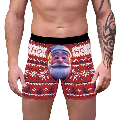 FEESHOW Herren Weihnachtsmann Kostüm Samt Boxershorts Kurze Hose Trunk Männer Sexy Weinachten Unterhose Nachtwäsche Neu_D XXL von FEESHOW