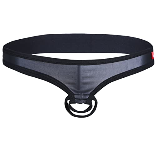 FEESHOW Herren Wetlook Jock Slip Ouvert Leder G-String Tanga mit Ring Erotik Dessous Leder Geschirr Keuschheitsgürtel Body Bandage Schwarz Large FEESHOW Herren Wetlook Jock Slip Ouvert Leder G-String Tanga mit Ring Erotik Dessous Leder Geschirr Keuschheitsgürtel Body Bandage Schwarz Large von FEESHOW