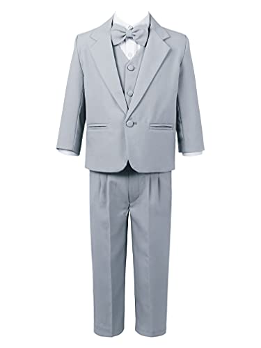 FEESHOW Jungen Anzug Festlich Gentleman Baby Kinderanzug Hochzeit Taufe Kommunions Outfit Schuluniform Jacke Mantel Und Hose Grau_C 122-128/7-8 Jahre von FEESHOW