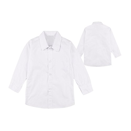 FEESHOW Jungen Hemd Oxford Shirt Langarm Schuluniform Baumwolle Anzug Hemd Bluse Hochzeit Party Festliche Kleidung für Kinder 2-15 Jahre Weiß 9-10 Jahre von FEESHOW