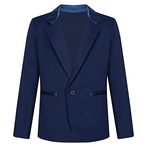 FEESHOW Kinder Jungen Blazer Festlich Anzug Jacke Sakko Slim Fit Freizeit Hochzeit Tuxedo Jacke Mantel B_Marineblau 158-164/13-14 Jahre von FEESHOW