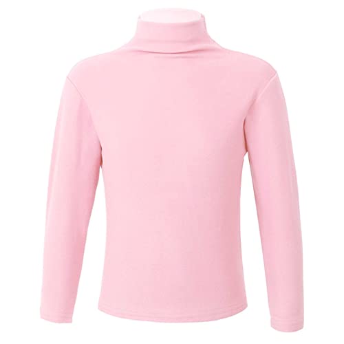 FEESHOW Kinder Langarmshirt Rollkragen Pullover Shirt Tops Mädchen Jungen Lange Ärmel High Neck T-Shirt Mit/Ohne Innenfleece Rosa C 98-104/3-4 Jahre von FEESHOW