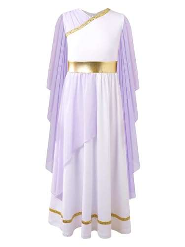 FEESHOW Kinder Mädchen Tanzkleid Griechisches Kleid Göttin Kleid Antike Griechin Römerin Kleid Mottoparty Tanzkleidung Lavendel_A 146-152 FEESHOW Kinder Mädchen Tanzkleid Griechisches Kleid Göttin Kleid Antike Griechin Römerin Kleid Mottoparty Tanzkleidung Lavendel_A 146-152 von FEESHOW