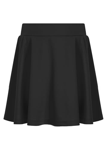 FEESHOW Kinder Mädchen Tennis Rock Skort Golfrock Sport Training Badminton Rock mit Innenhose Atmungsaktiv Gr.92-176 Schwarz 128-134 von FEESHOW