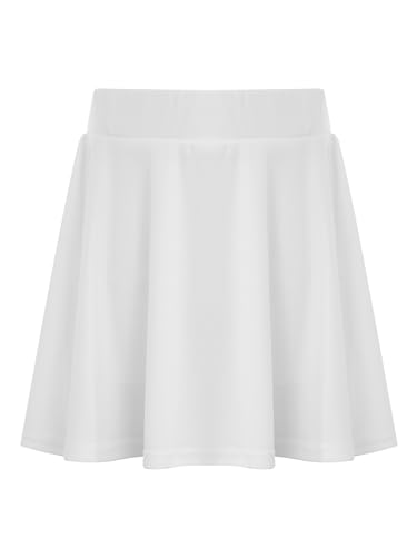FEESHOW Kinder Mädchen Tennis Rock Skort Golfrock Sport Training Badminton Rock mit Innenhose Atmungsaktiv Gr.92-176 Weiß 98-104 von FEESHOW