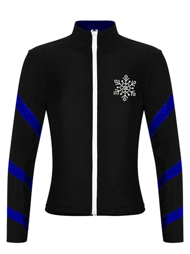 FEESHOW Kinder Mädchen Thermo Eiskunstlauf Jacke Fleece-Gefütterte Trainingsjacke Slim Fit Mit Stehkragen Für Rollkunstlauf Sport Jogging Blau 122-128 von FEESHOW
