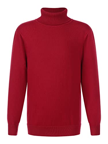 FEESHOW Kinder Rollkragenpullover Jungen Mädchen Winter Warme Rollkragen Strickpullover Gestrickte Pulli Strickwaren Knit Sweater Top A_Rot 146-152/11-12 Jahre von FEESHOW