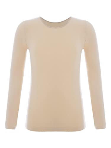 FEESHOW Kinder Ski- & Thermohemd Jungen Mädchen Basic Thermo Unterwäsche Oberteil Langarmshirt Top Hemd Bluse für Winter Herbst Nude_B 122-140 von FEESHOW