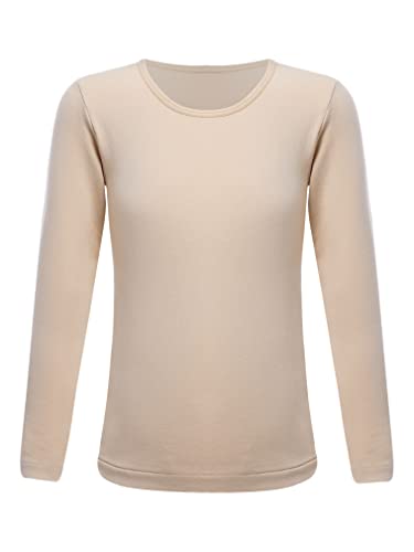 FEESHOW Kinder Ski- & Thermohemd Jungen Mädchen Basic Thermo Unterwäsche Oberteil Langarmshirt Top Hemd Bluse für Winter Herbst Nude_C 140-152/10-12 Jahre von FEESHOW