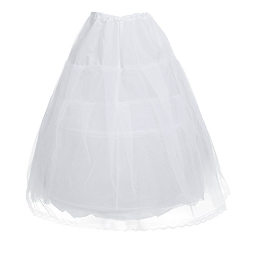 FEESHOW Mädchen Petticoat Unterrock Crinoline Underskirt Vintage Festliches Kleid mit Spitze Kinder Hochzeit Party Weiß Weiß One_Size von FEESHOW