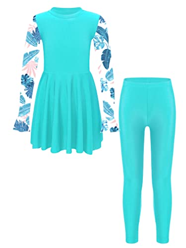 FEESHOW Mädchen UV Schutz Badeanzug Langarm Islamische Muslimische Bademode Kinder Bescheidene Schwimmbekleidung Full Cover Muslim Swimwear Blaugrün 170-176/15-16 Jahre von FEESHOW
