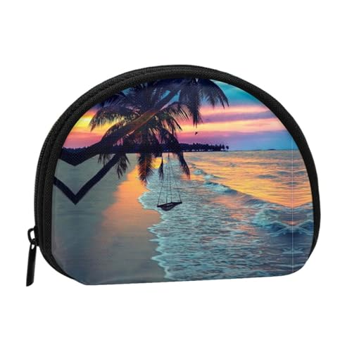 Aufbewahrungstasche mit Blumen und Schmetterlingen, kompakte und praktische Brieftasche für Kleingeld, Kokosnuss Beach Sunset Hängematte, Einheitsgröße von FEETOX